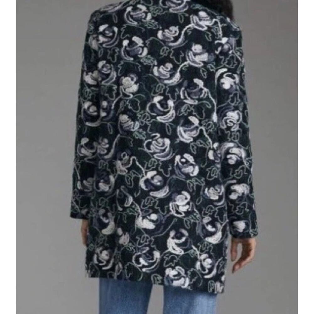 New $228 Anthropologie Floral Tapestry Embroidered Coat Hutch $260 Small Blue - Picture 4 of 15